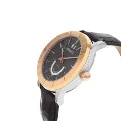 Versace Acron Big S009 18K Gold Black Dial Steel Automatic Mens Watch 18A99OD009