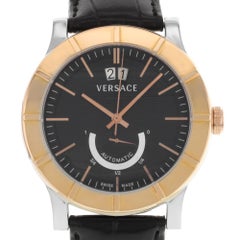 Versace Acron Big S009 18K Gold Black Dial Steel Automatic Mens Watch 18A99OD009