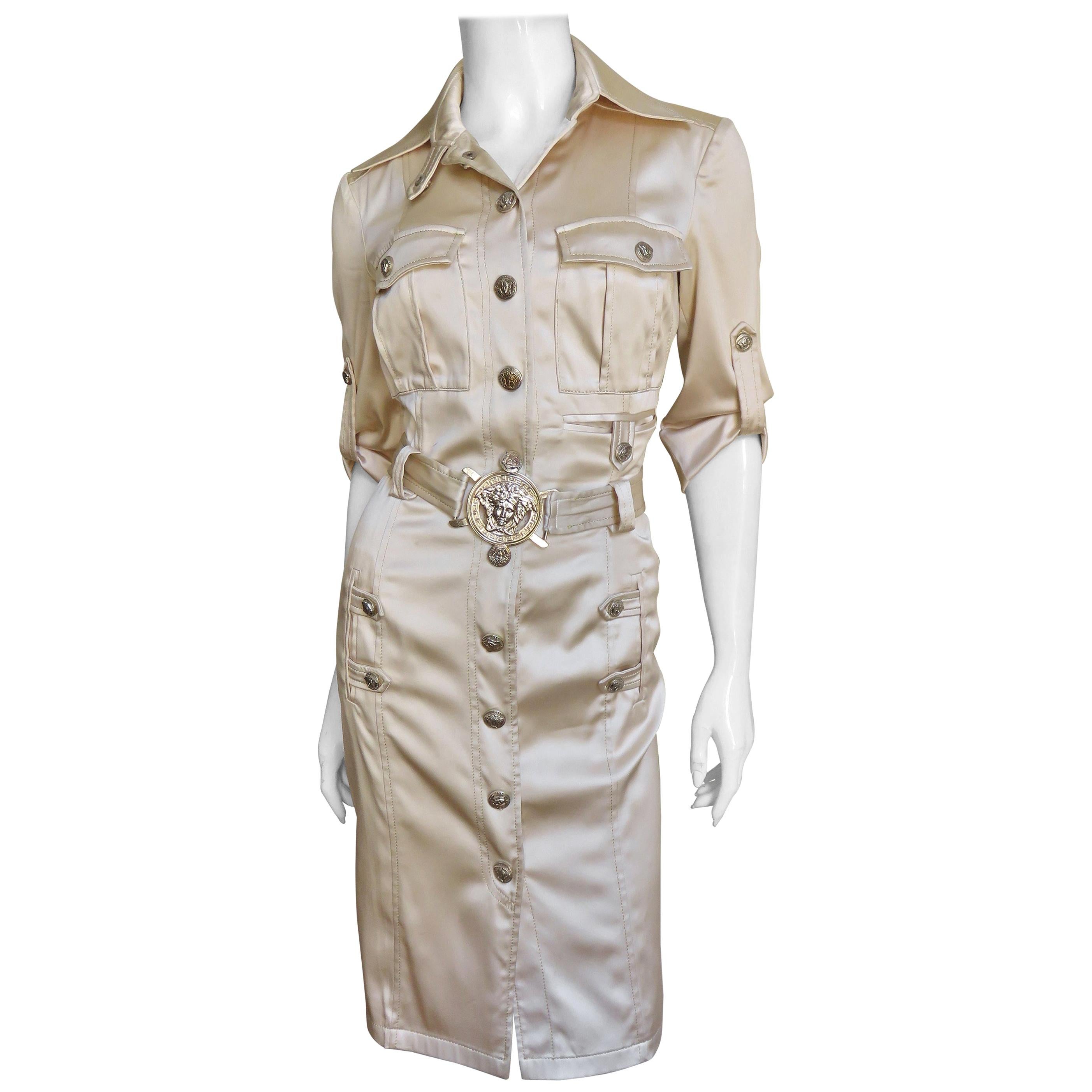 versace silk shirt dress