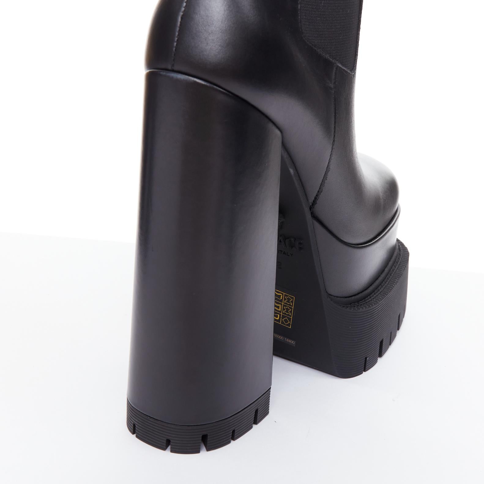 VERSACE Aevitas 165 black leather double platform trucker ankle boots EU38 For Sale at 1stDibs