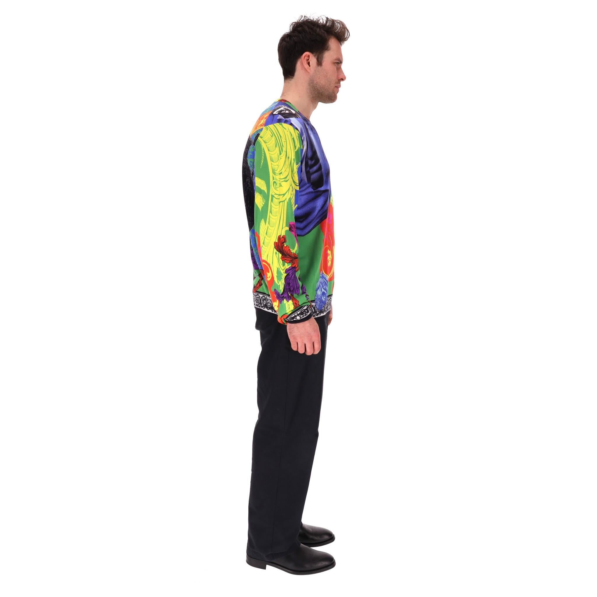 Versace All-Over Logo Barock Medusa Seiden Sweatshirt (Grau)
