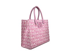 Versace All-Over Logo Print Canvas Tote Bag — Pink