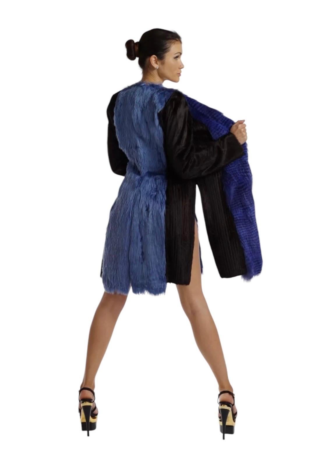Purple Versace Alpaca and Fox Fur Coat NWT For Sale