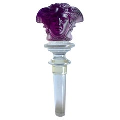 Versace and Rosenthal Purple Amethyst Crystal Medusa Bottle Stopper
