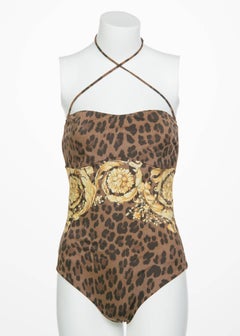 Versace Animalier Barocco Print Swimsuit & Cover Up Top
