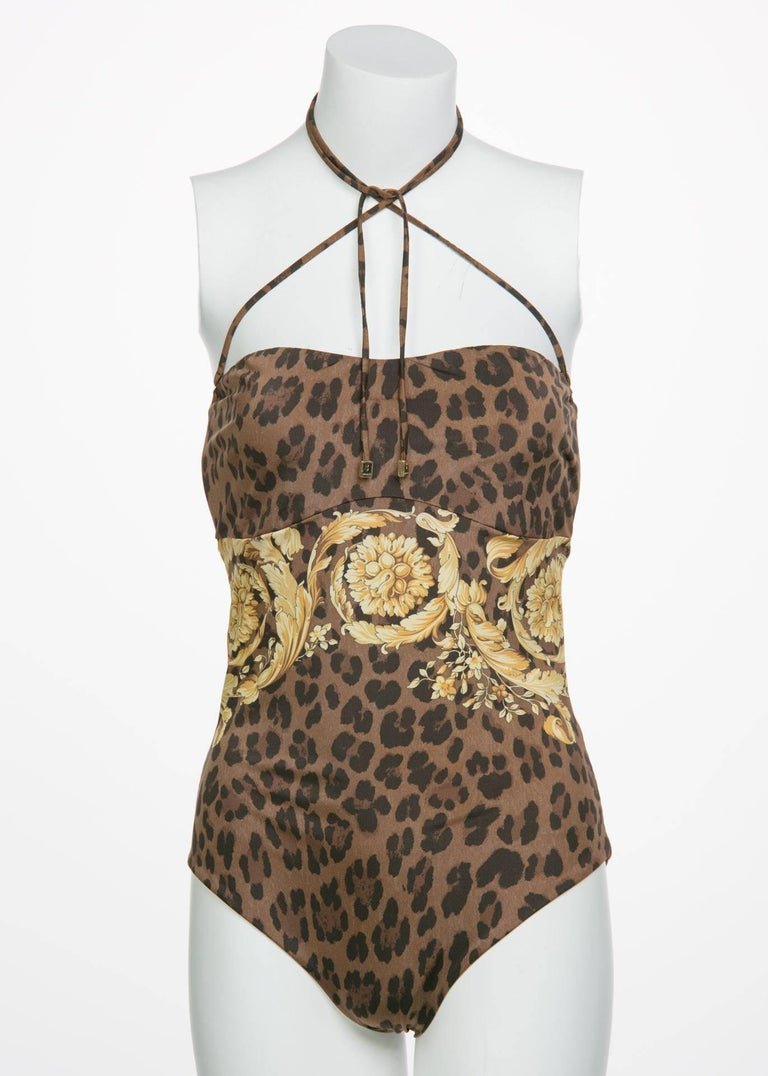 Versace Animalier Barocco Print Swimsuit and Cover Up Top at 1stDibs