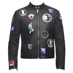 Versace - Veste motard Astronaut Patch en cuir d'agneau pour hommes