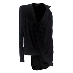 Versace Asymmetric Black Draped Top US 0-2