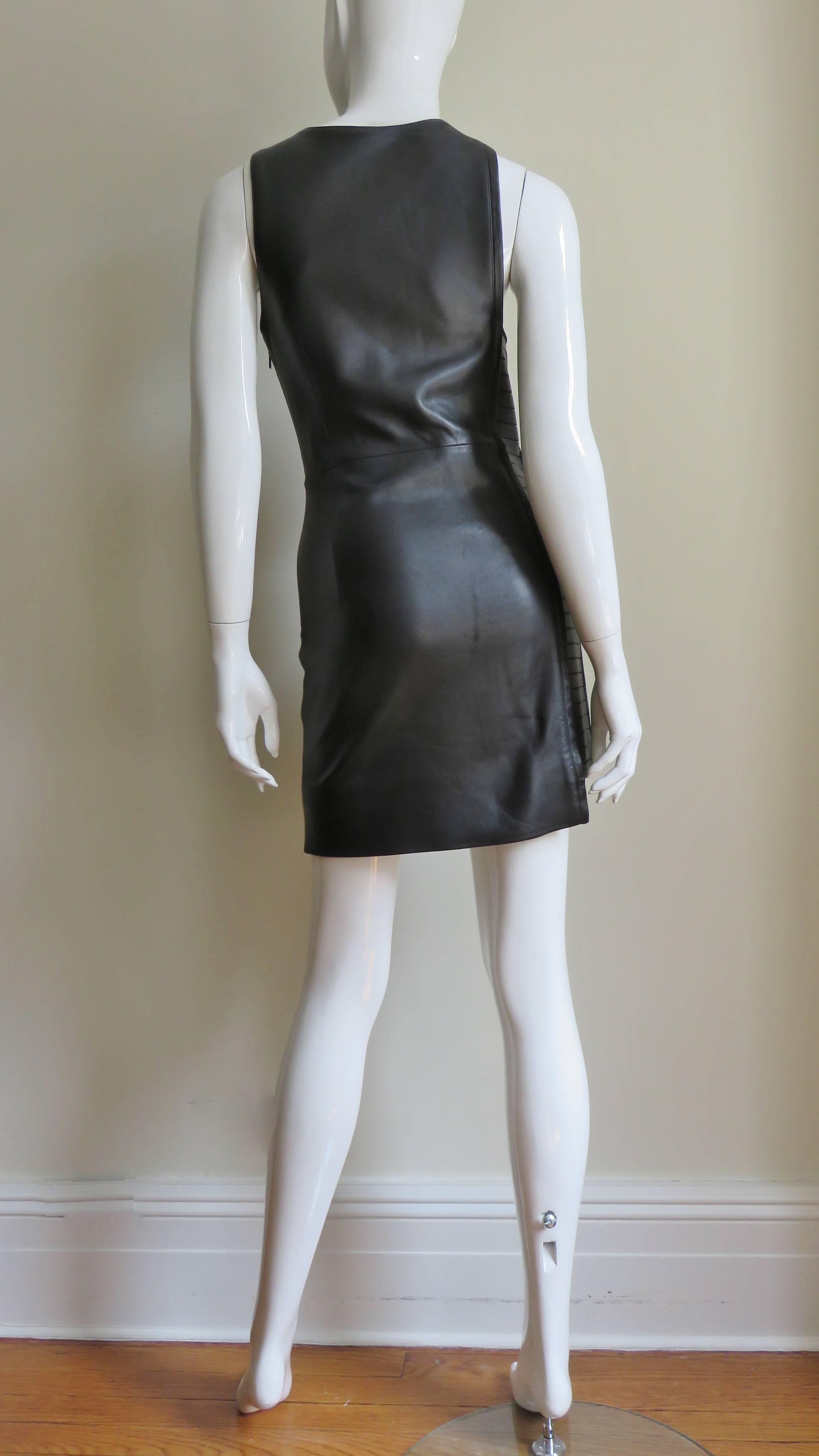 Versace Detailed Leather Dress For Sale 6