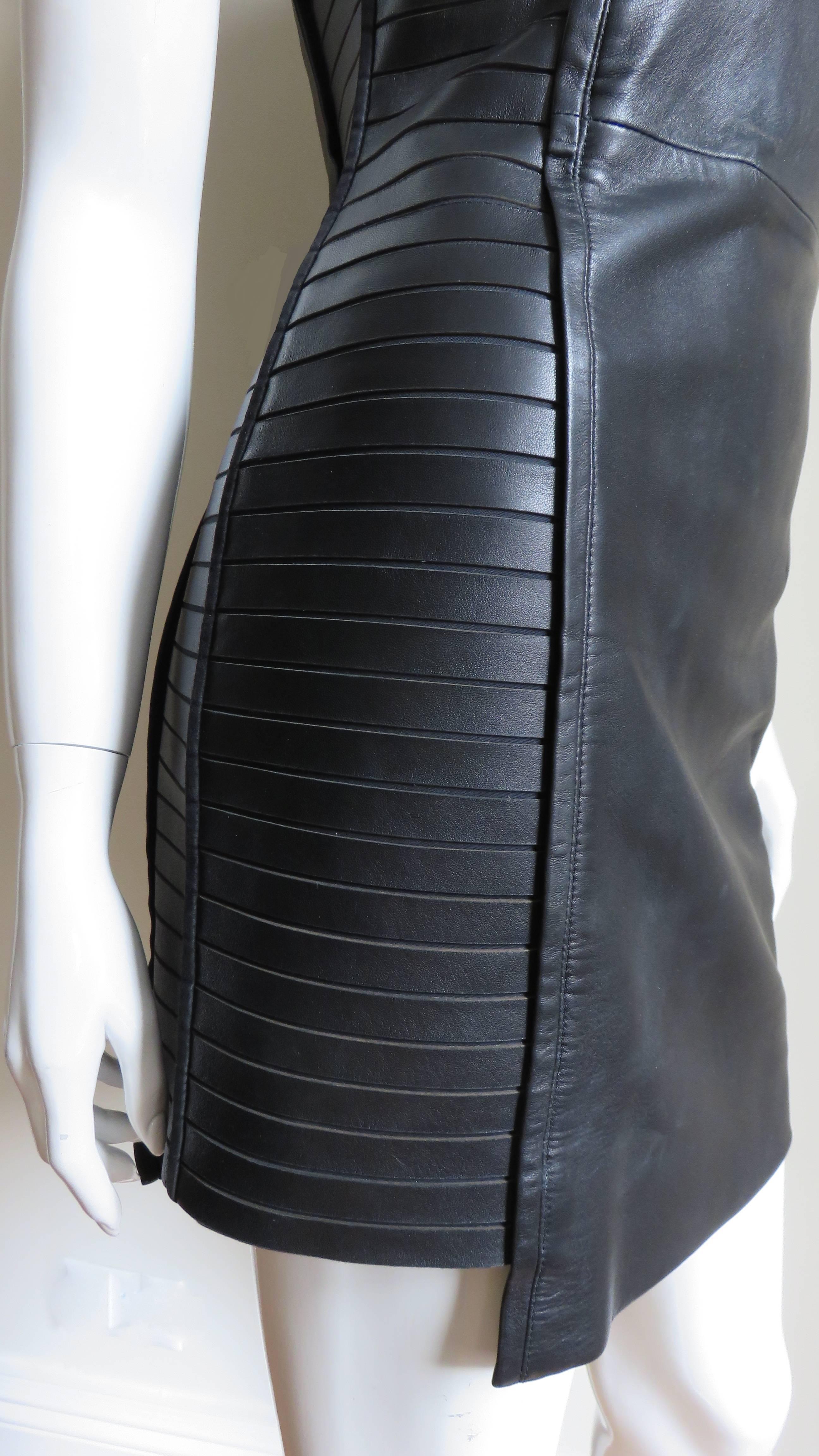 Black Versace Detailed Leather Dress For Sale