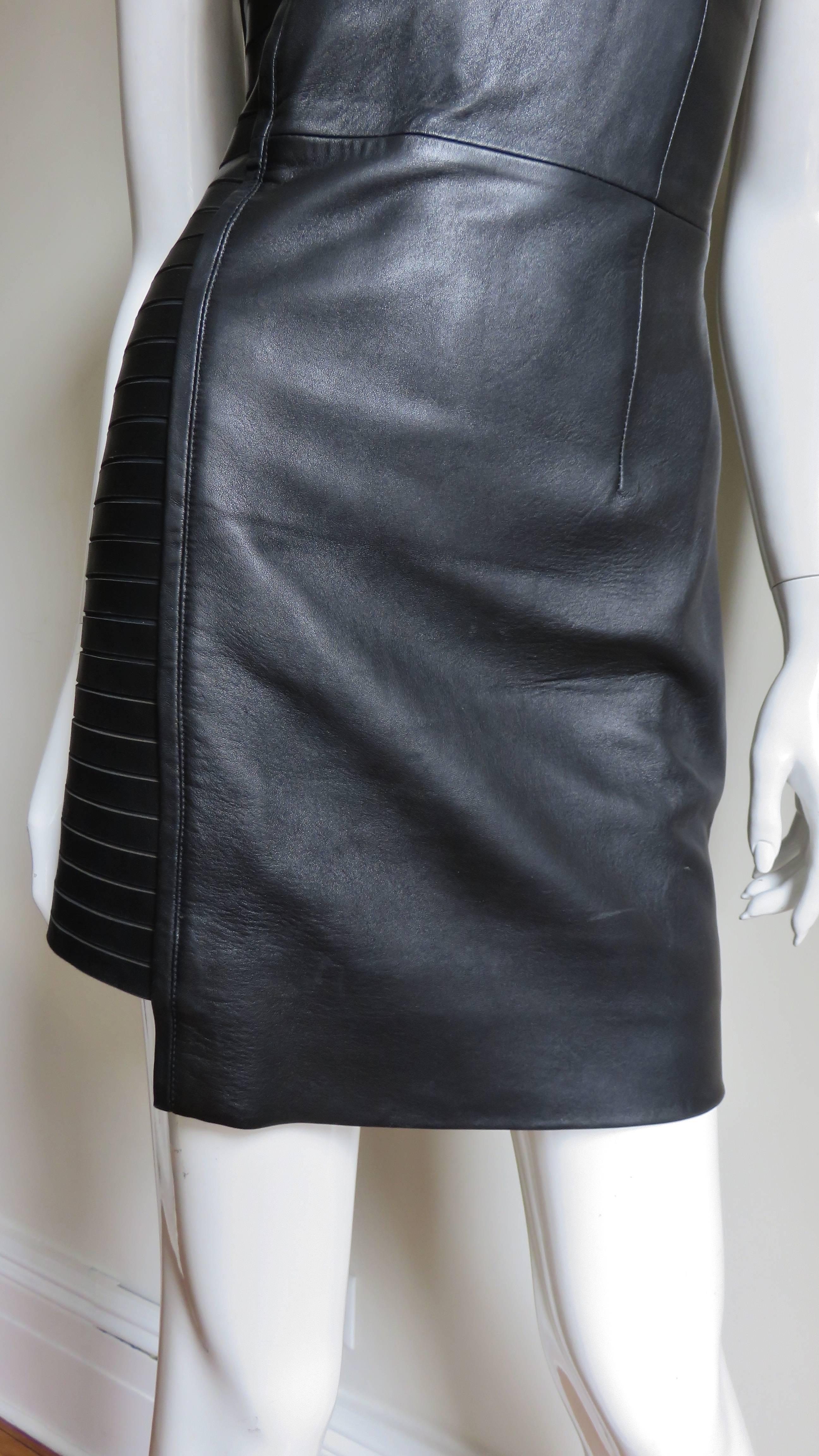Versace Detailed Leather Dress In Good Condition For Sale In Water Mill, NY