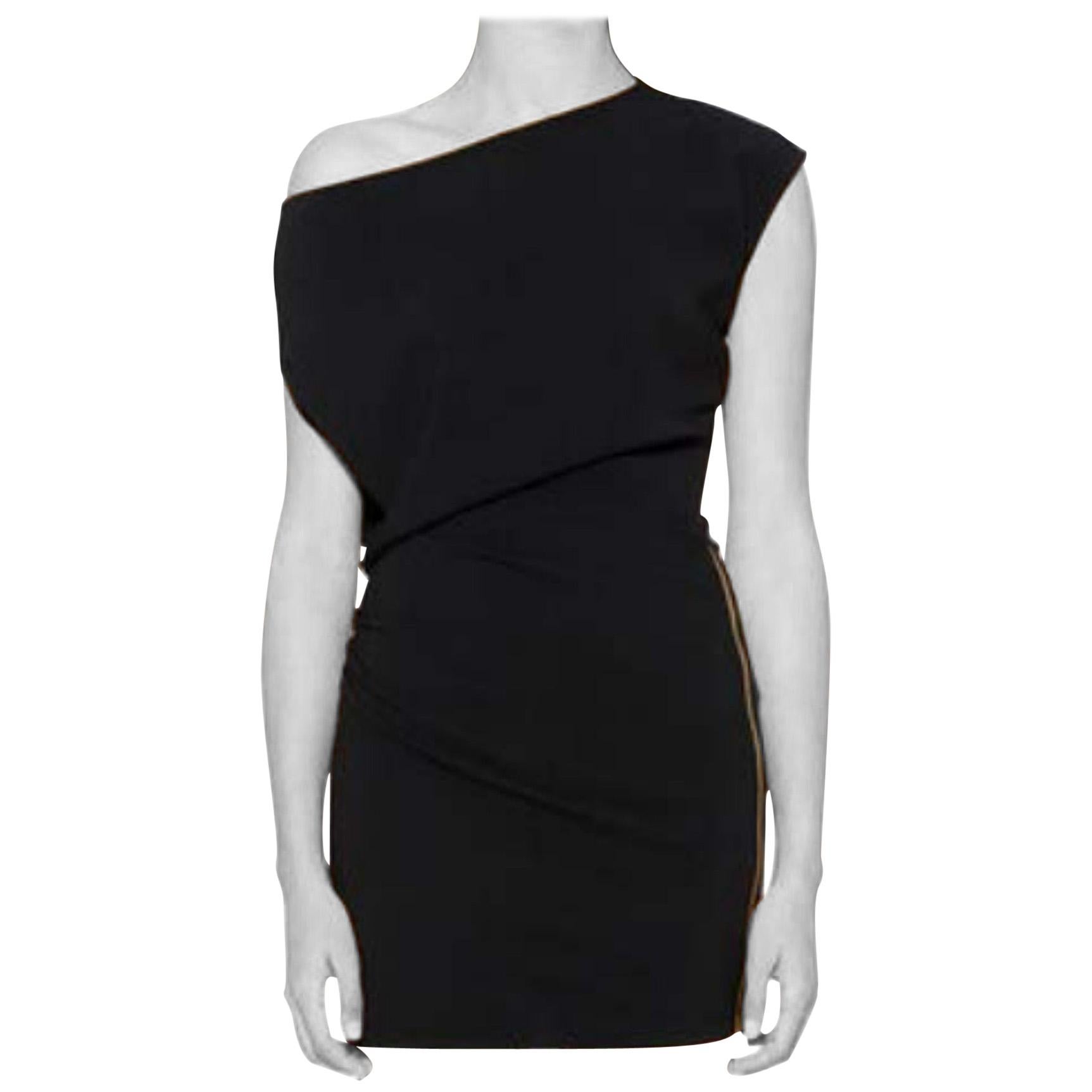 VERSACE ASYMMETRICAL BLACK CREPE DRESS with SIDE ZIPPER DETAIL 38, 40, 42  at 1stDibs  black dress with side zipper, dress with zipper on the side, black  dress with zipper on the side
