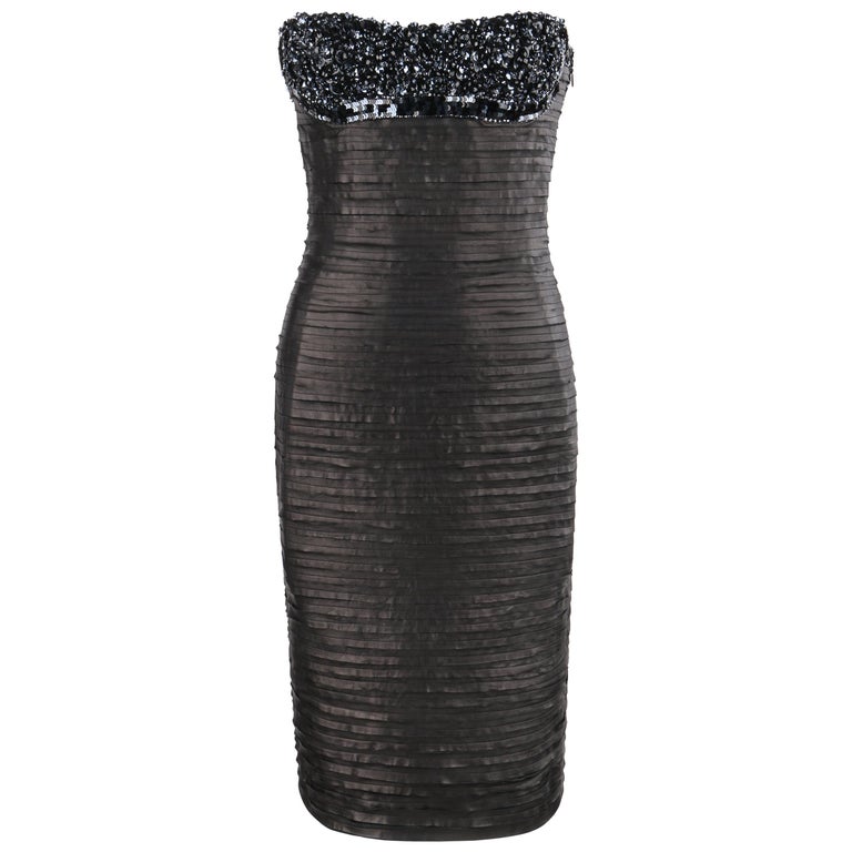 black glitter strapless dress Strapless Long Black Sequin Prom Dress main image 1