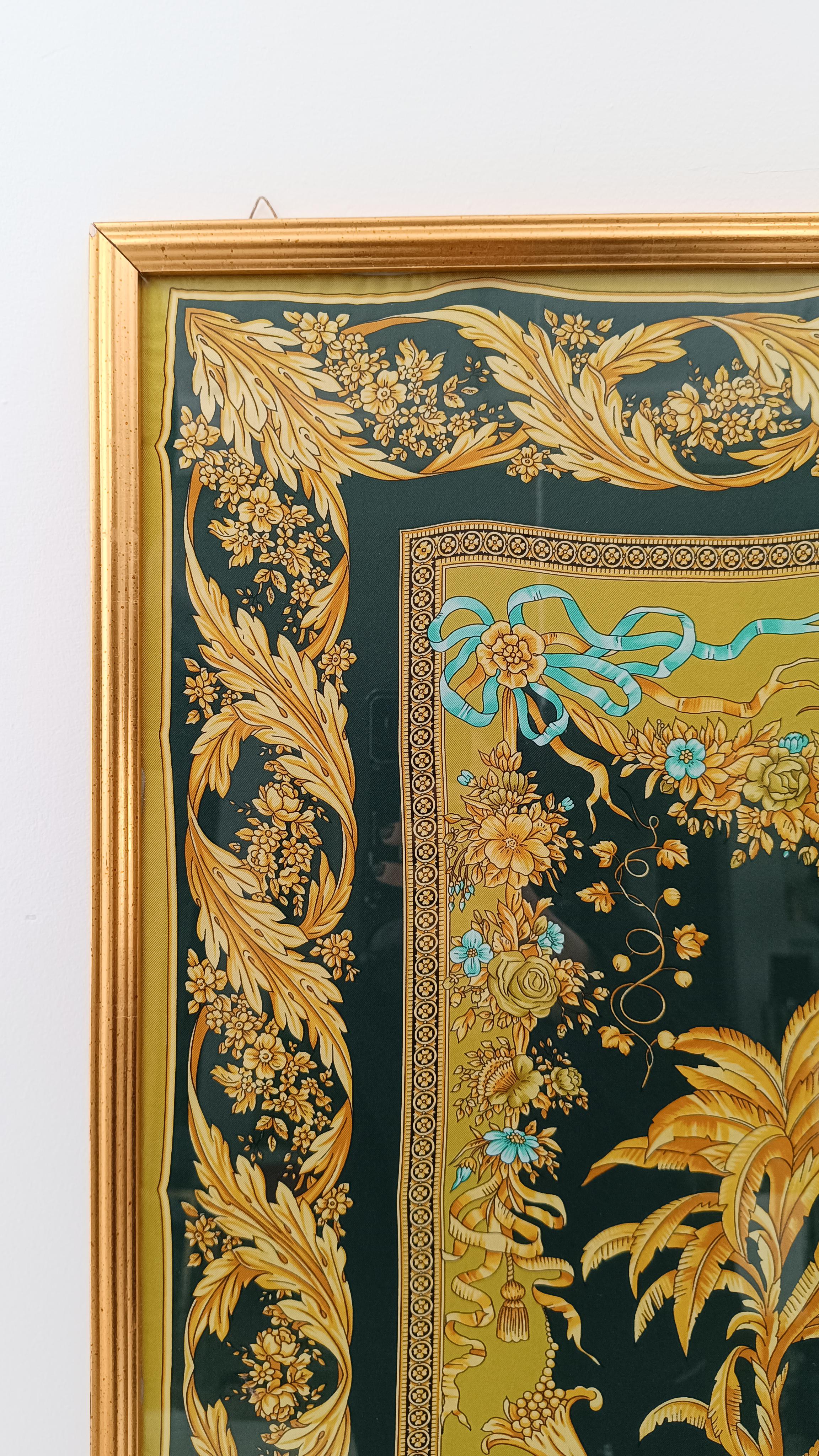 Versace Atelier Gold and Black Framed Scarf with Chinoiserie Decoration, 90s For Sale 7