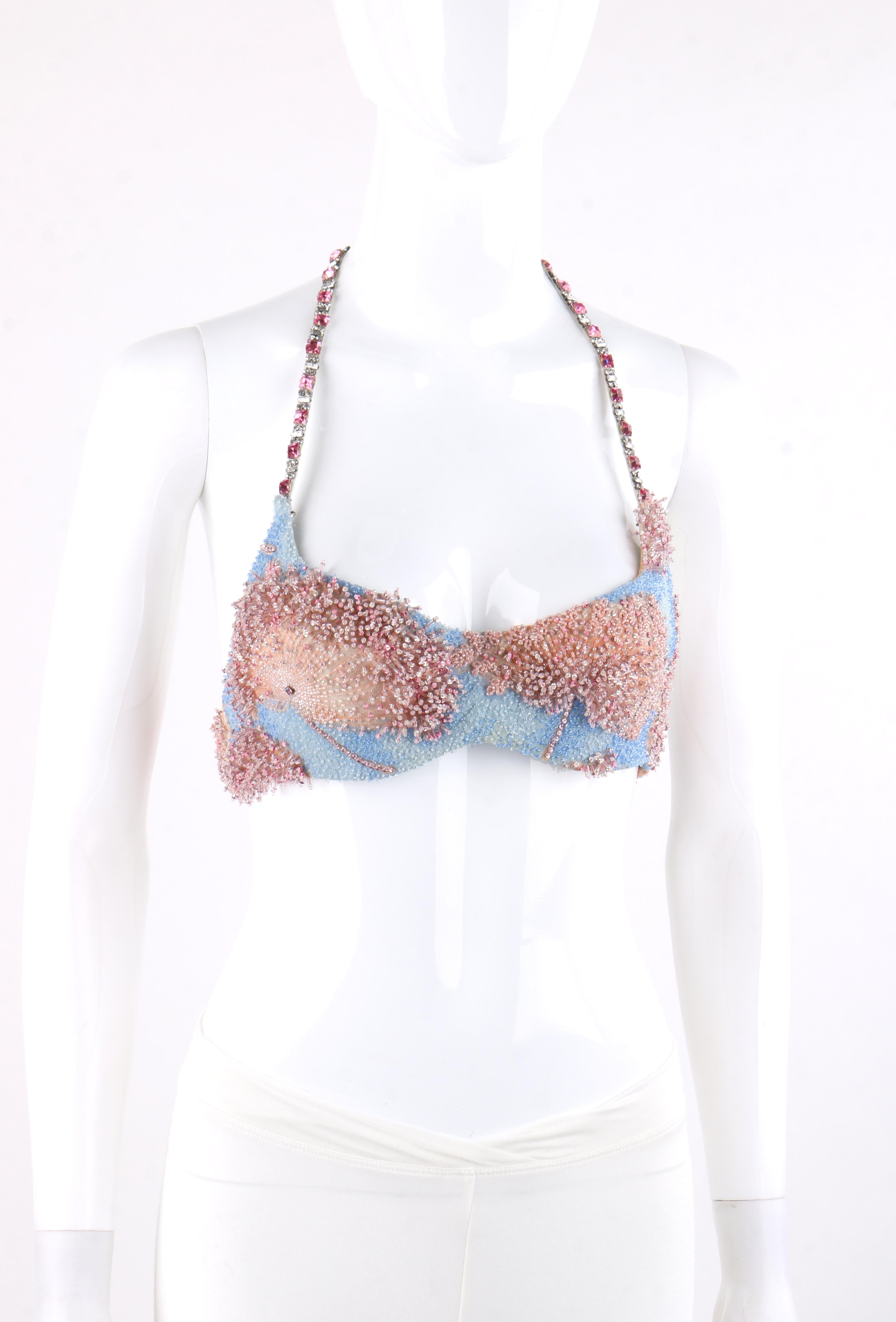 versace bra top blue and pink