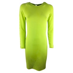 VERSACE – Authentic Vintage 90s Green Bodycon Dress with Long Sleeves  Size S