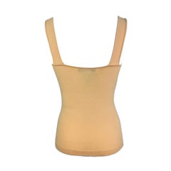 VERSACE – Authentic Vintage Beige Ochre Tank Top with Ring  Size 4US 36EU