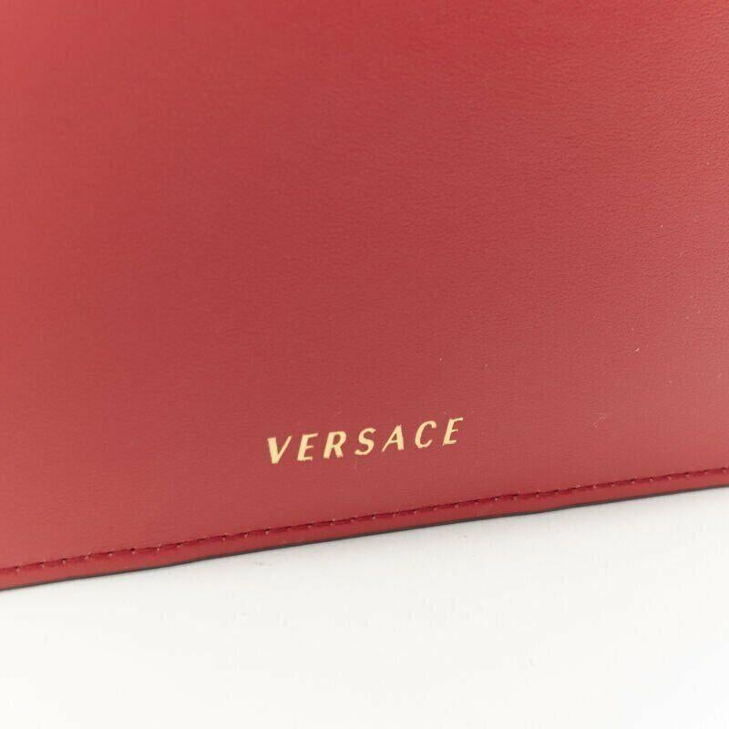VERSACE Ayers scaled leather gold Medusa stud bordered top zip pouch case For Sale 2
