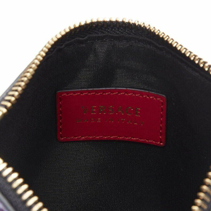 VERSACE Ayers scaled leather gold Medusa stud bordered top zip pouch case For Sale 3