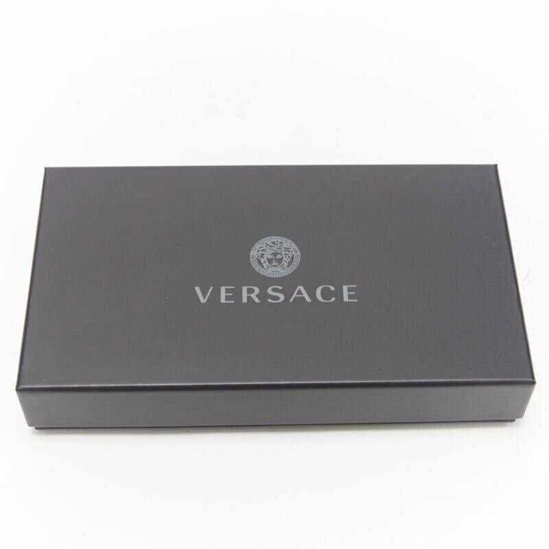 VERSACE Ayers scaled leather gold Medusa stud bordered top zip pouch case For Sale 4
