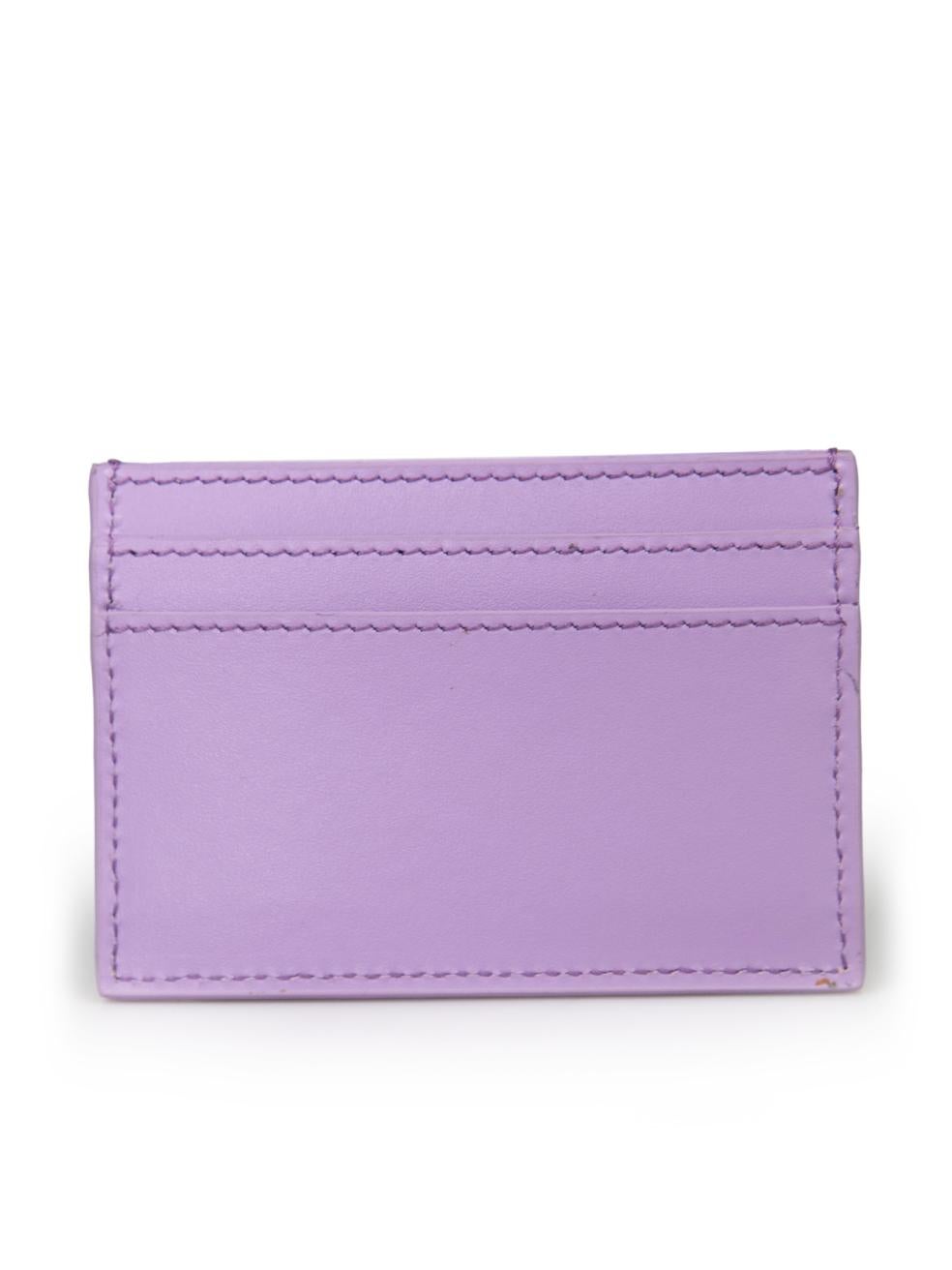 Versace Baby Violet Leather Greca Goddess Card Holder In New Condition For Sale In London, GB