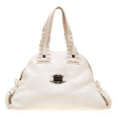 Versace Bag Off White Leather Dome Satchel