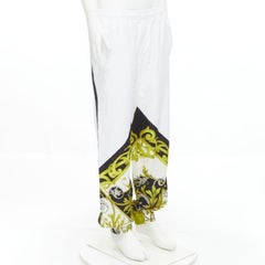 VERSACE Barocco Acanthus black gold baroque white nylon track pants IT54 XXL