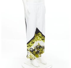 VERSACE Barocco Acanthus black gold baroque white nylon track pants IT54 XXL