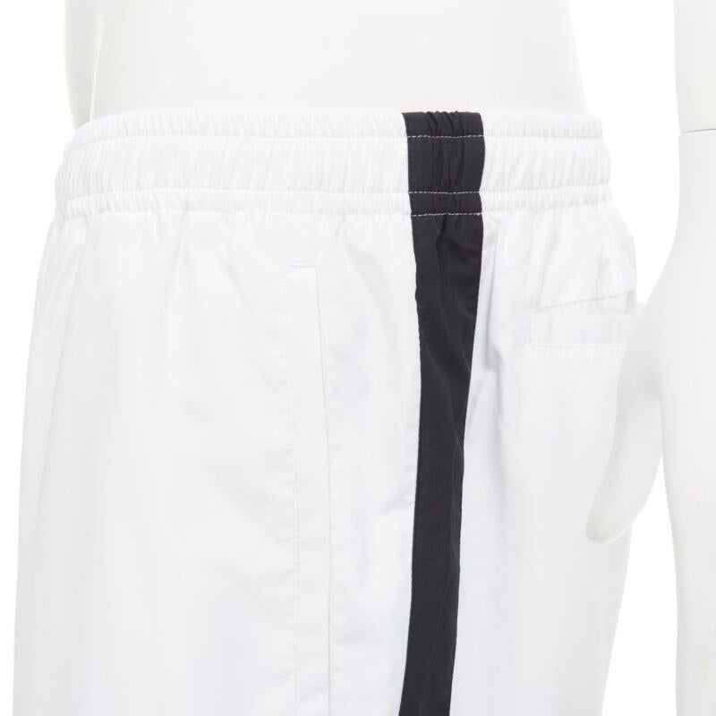 VERSACE Barocco Acanthus black gold baroque white nylon track pants IT54 XXL For Sale 2