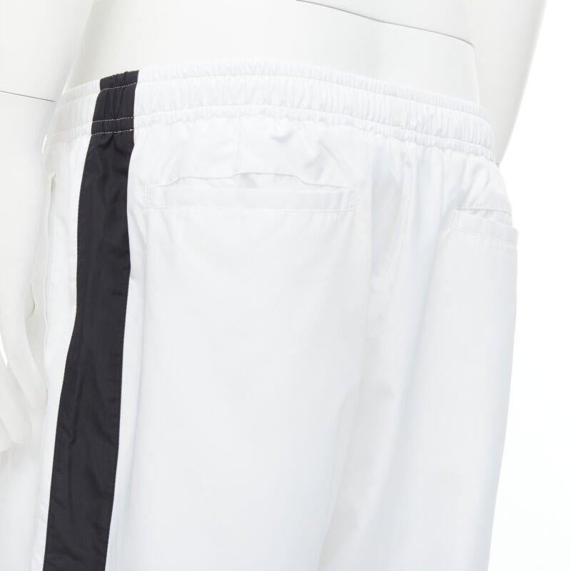VERSACE Barocco Acanthus black gold baroque white nylon track pants IT54 XXL For Sale 3
