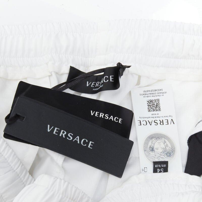 VERSACE Barocco Acanthus black gold baroque white nylon track pants IT54 XXL For Sale 4