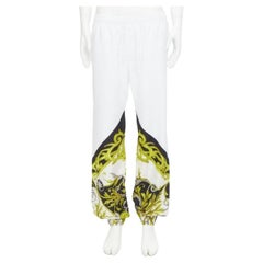 VERSACE Barocco Acanthus black gold baroque white nylon track pants IT54 XXL