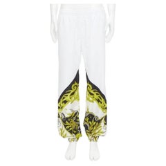 VERSACE Barocco Acanthus black gold baroque white nylon track pants IT54 XXL