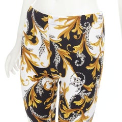 VERSACE Barocco Acanthus black gold Signature floral legging pants IT38 XS