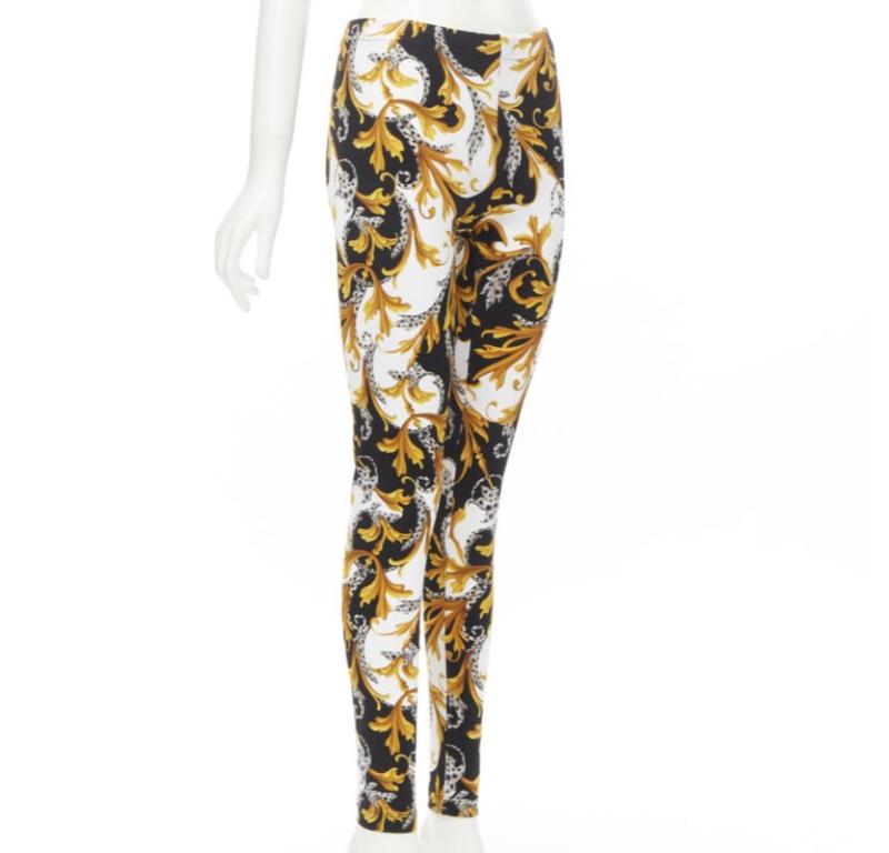 VERSACE Barocco Acanthus black gold Signature floral legging pants IT44 L
Reference: TGAS/C01061
Brand: Versace
Designer: Donatella Versace
Model: A838075S 1F01643 5B070
Collection: Barocco Acanthus
Material: Polyamide, Elastane
Color: Gold,