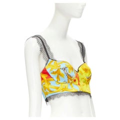 VERSACE Barocco Acanthus Pop dentelle bustier bralette crop top XS IT38