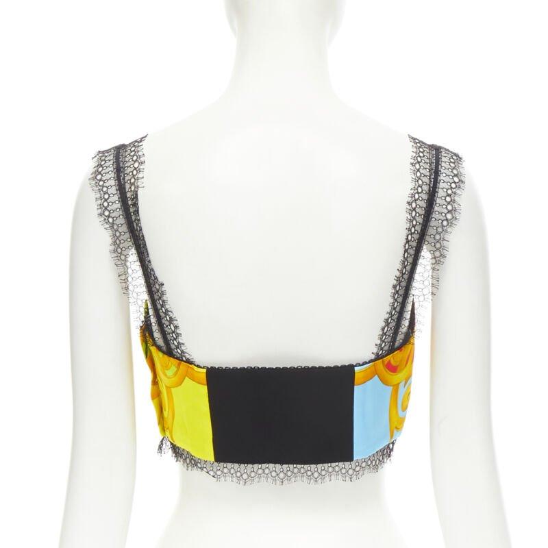 Women's VERSACE Barocco Acanthus Pop lace boned bustier bralette crop top XS IT38 For Sale