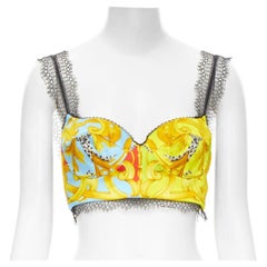 VERSACE Barocco Acanthus Pop lace boned bustier bralette crop top XS IT38