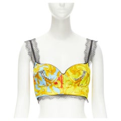 VERSACE Barocco Acanthus Pop lace boned bustier bralette crop top XS IT38