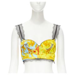 Versace Barocco Acanthus Pop stampa pizzo con disossamento del reggiseno bustier IT38 XS