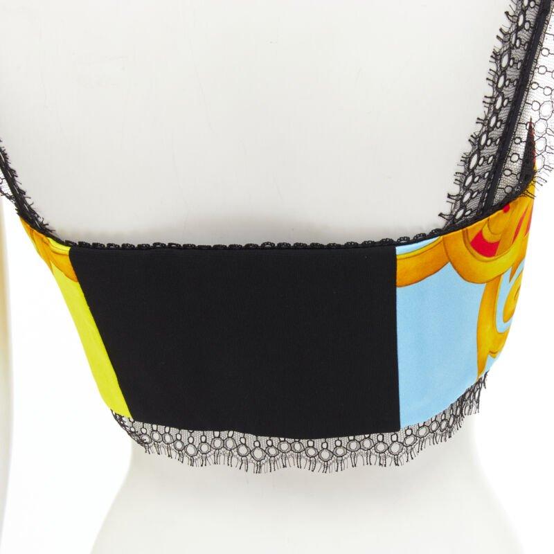 VERSACE Barocco Acanthus Pop print lace trim boned bustier bra top IT40 S For Sale 2