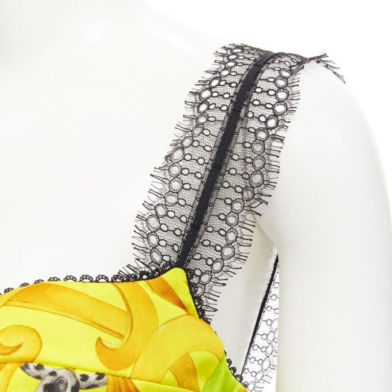 VERSACE Barocco Acanthus Pop print lace trim boned bustier bra top IT40 S For Sale 3