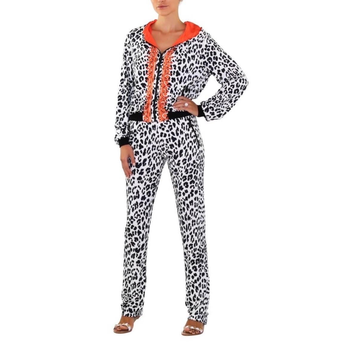 Grigio Tuta Versace Barocco con stampa animale e pantaloni con cappuccio in vendita