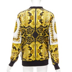 VERSACE Barocco Tribute noir imprimé or coton pull oversized crew IT38 XS