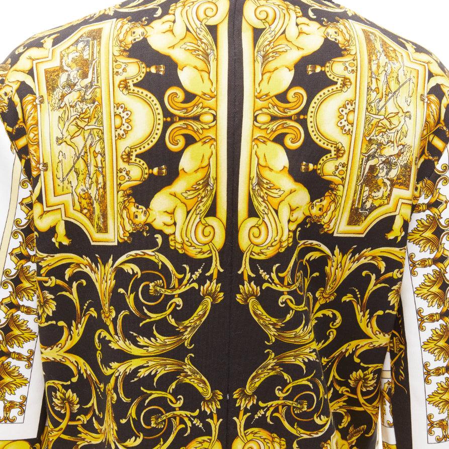 VERSACE Barocco Tribute black gold print cotton oversized crew sweater IT38 XS For Sale 2