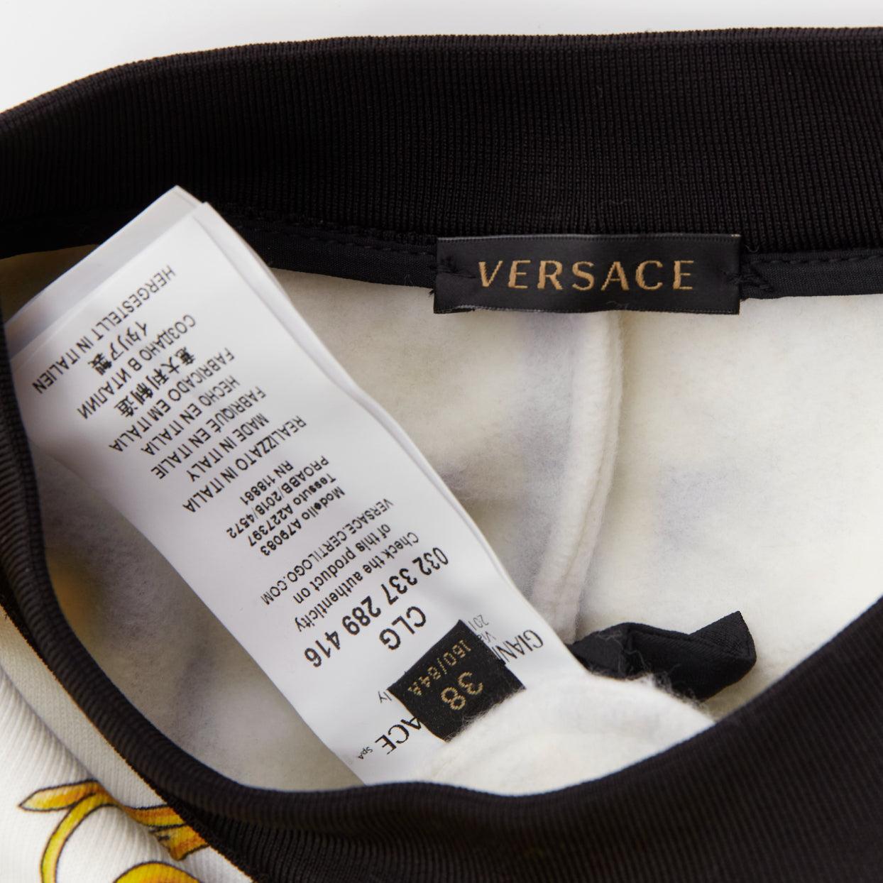 VERSACE Barocco Tribute black gold print cotton oversized crew sweater IT38 XS For Sale 4
