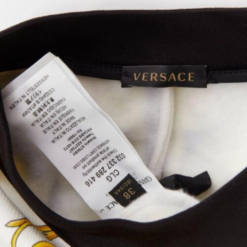 VERSACE Barocco Tribute black gold print cotton oversized crew sweater IT38 XS For Sale 3