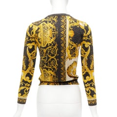 VERSACE  Barocco Tribute gold metallic lurex knit Medusa button cardigan IT38 XS