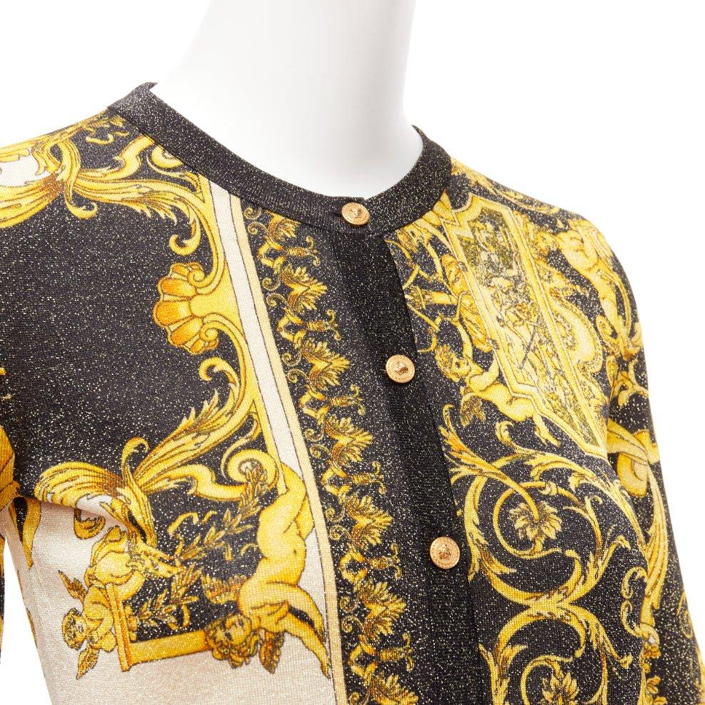 VERSACE  Barocco Tribute gold metallic lurex knit Medusa button cardigan IT38 XS For Sale 1