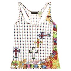 Versace Baroque & Criss-Cross Embellished Tank Top